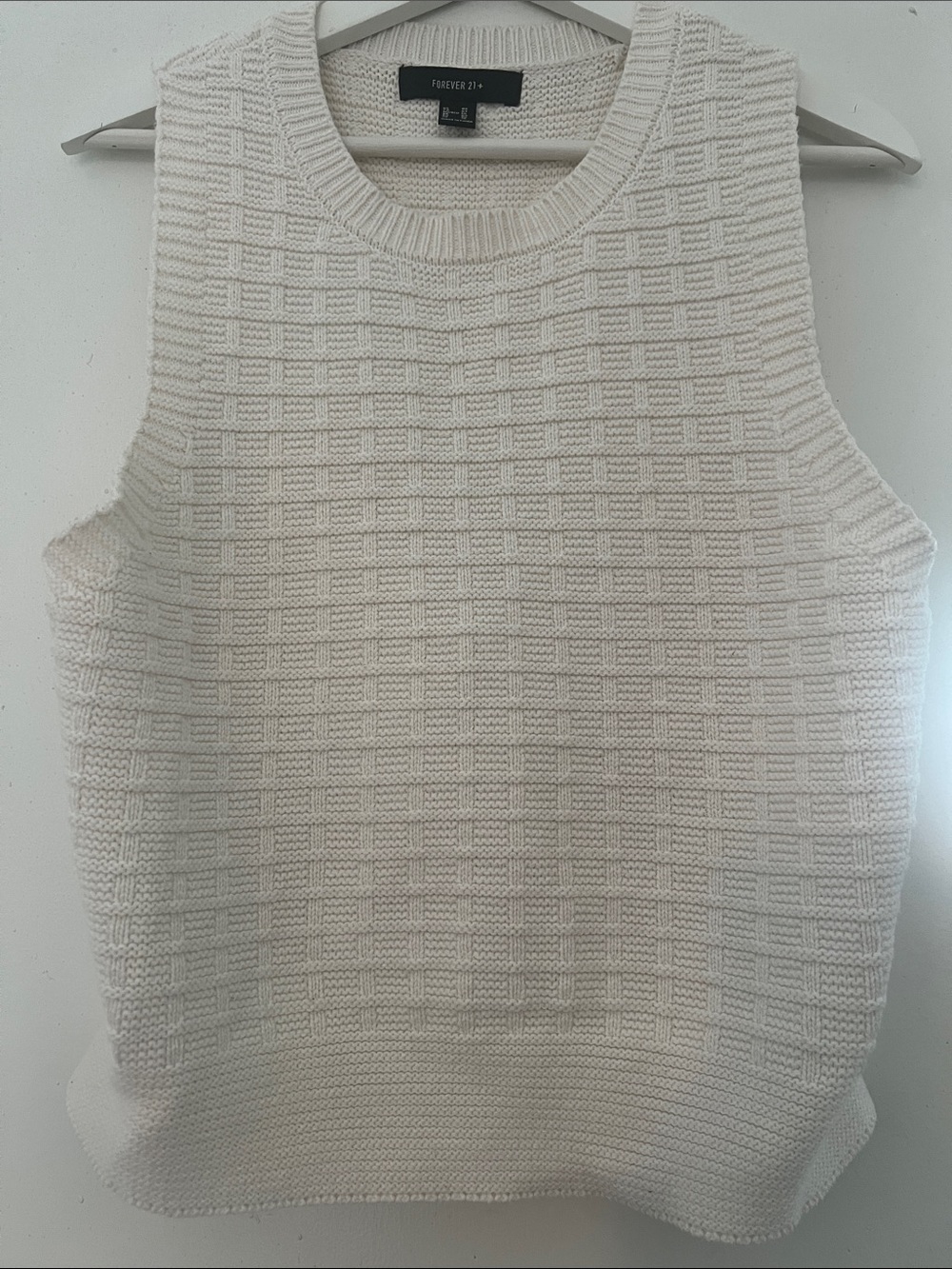 Forever 21 Cream Textured Knit Tank Top